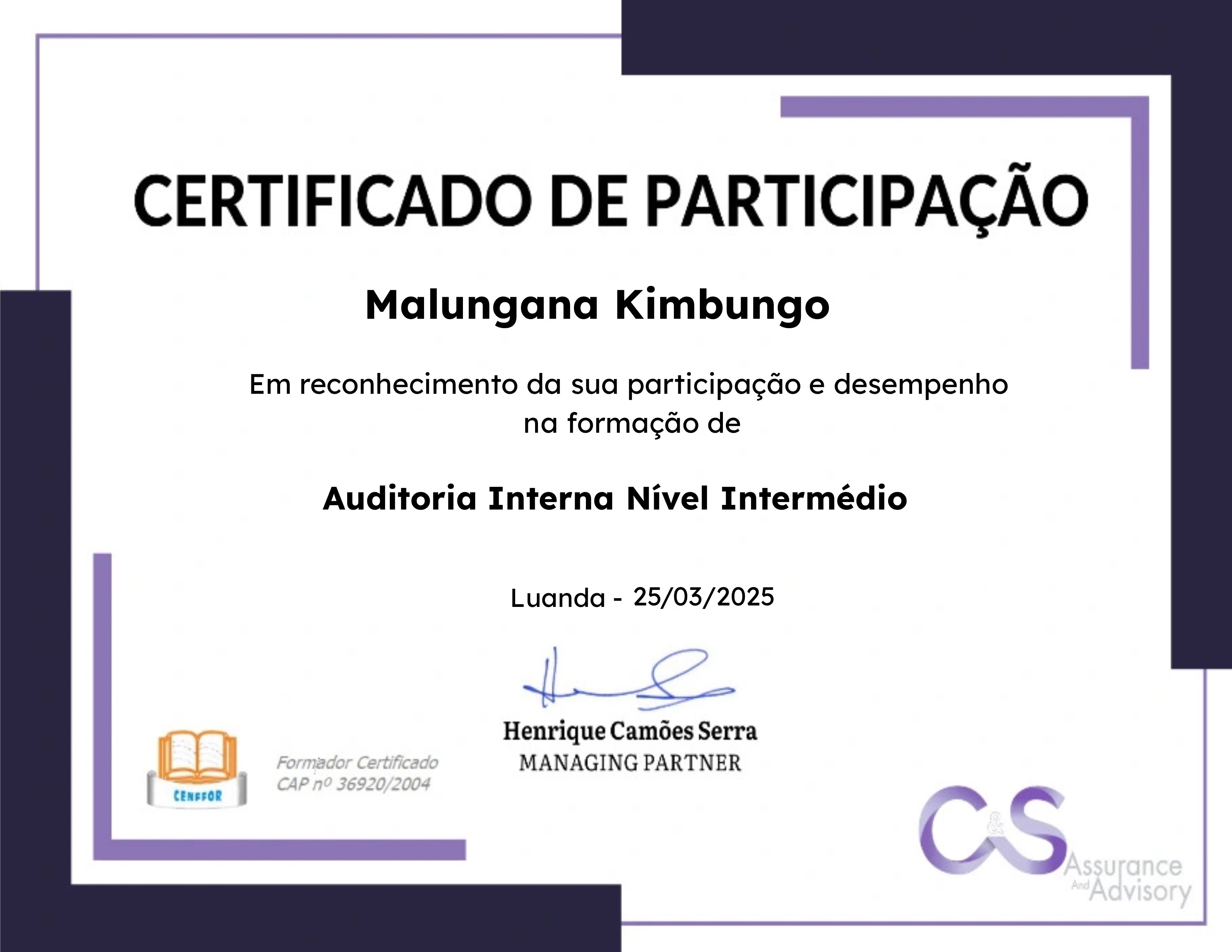 Auditoria Interna Nível Intermédio