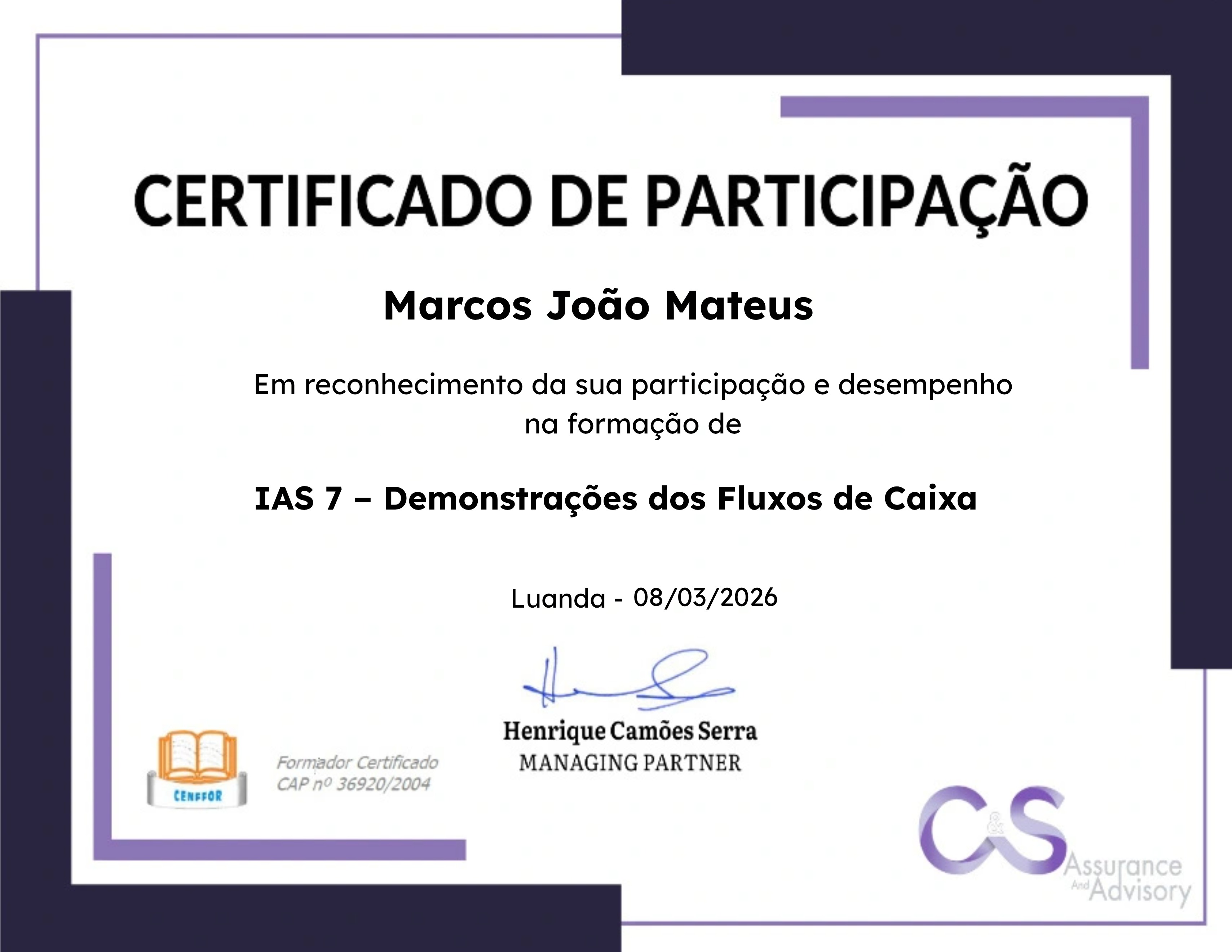 IAS 7 – Demonstrações dos Fluxos de Caixa